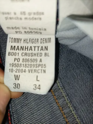 Pantalón Tommy Hilfiger Talla 34L Azul.