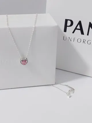 Collar Pandora Corazón Rosa