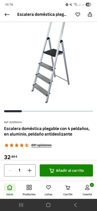 Escalera plegable aluminio 4 peldaños