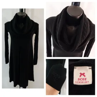 Vestito Twin-Set nero con sciarpa