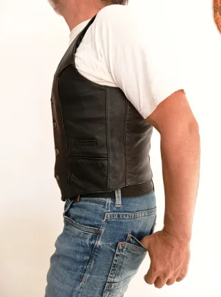 Chaleco cuero auténtico estilo vaquero S. Medidas