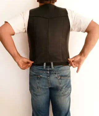 Chaleco cuero auténtico estilo vaquero S. Medidas