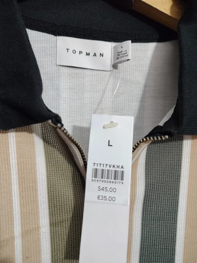 Camicia Topman Taglia L a Righe Beige in Offerta