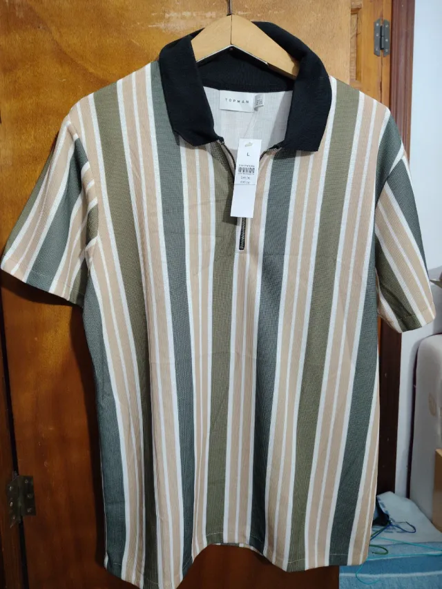 Camicia Topman Taglia L a Righe Beige in Offerta