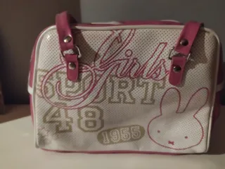Bolso juvenil rosa y blanco