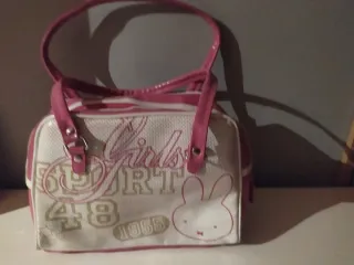 Bolso juvenil rosa y blanco