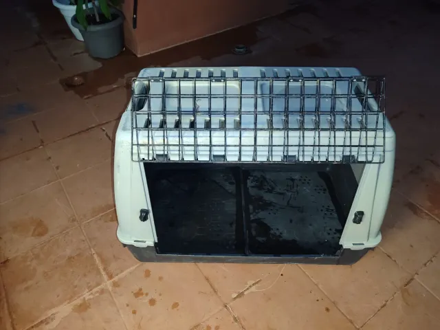 Transportín perro grande beige y negro