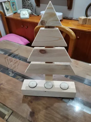 Portavelas Navideño Madera Eco