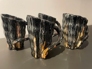 Juego de 5 tazas de cerámica vintage