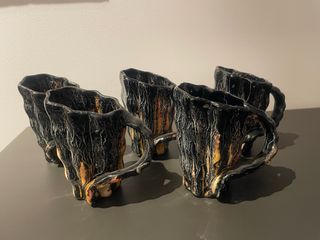 Juego de 5 tazas de cerámica vintage