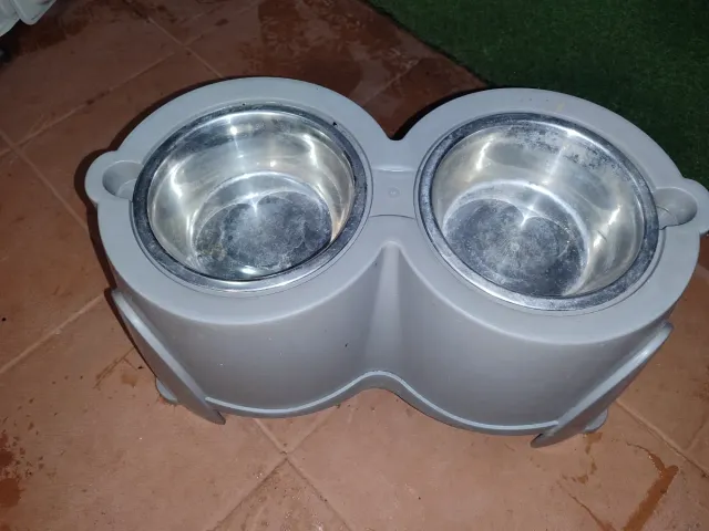 Comedero doble para perro elevado
