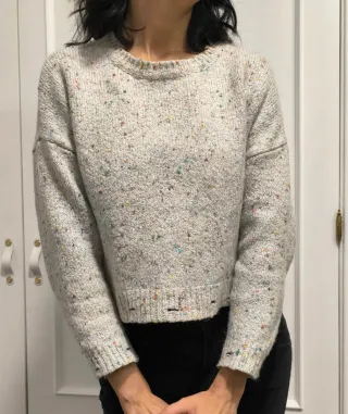 Jersey crop blanco multicolor S