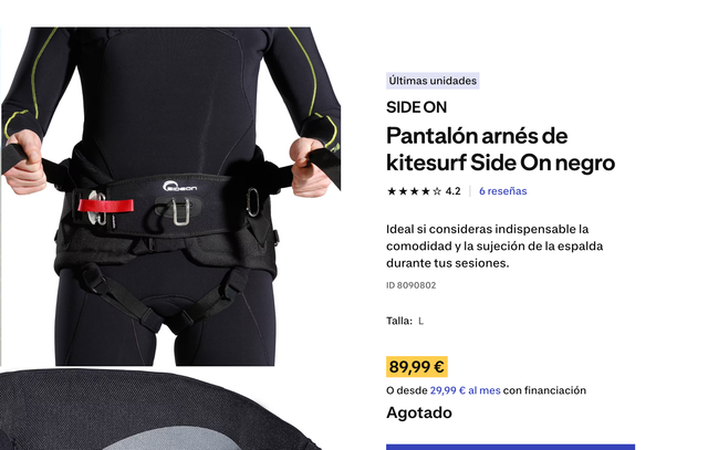 Pantalón arnés di kitesurf Side On nero