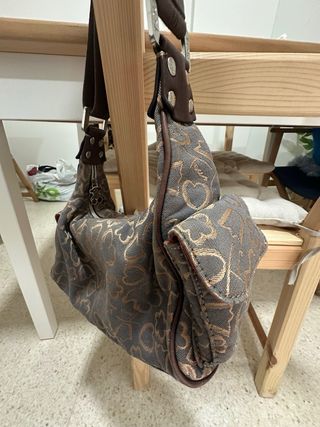 Bolso Tous lona marrón y dorado