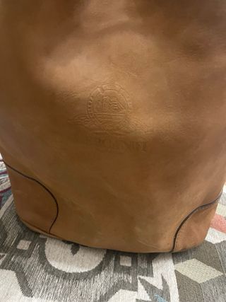 Borsa secchiello in pelle marrone