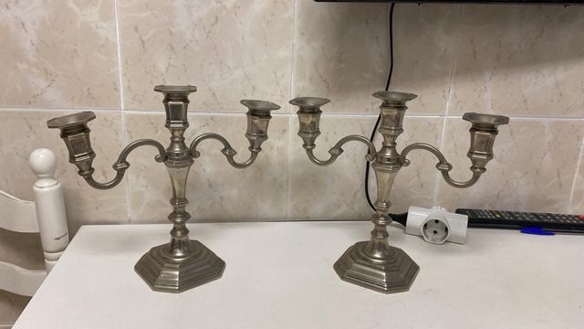 Candelabros de Alpaca Plateada