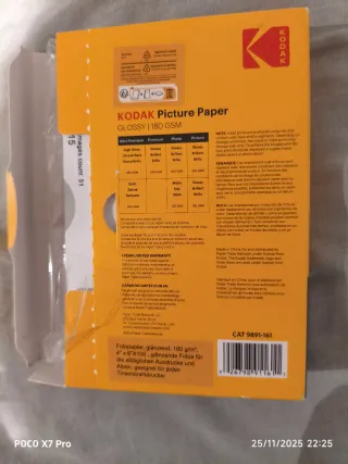 20 hojas de Papel Fotográfico Kodak Glossy 10x15cm