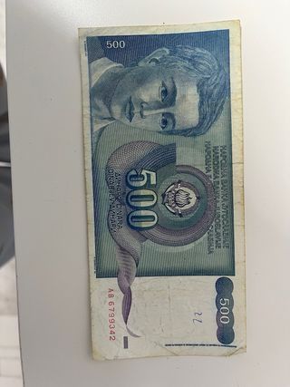 Billete 500 Dinara Yugoslava Colección