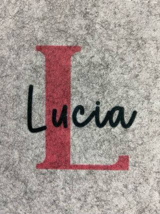 neceser gris fieltro y llavero letra