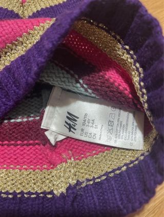 Gorro H&M niña rayas pompón