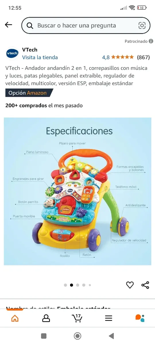 Andador Vtech Bebé 2 en 1