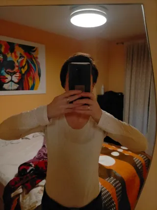 Camiseta Promod beige manga larga