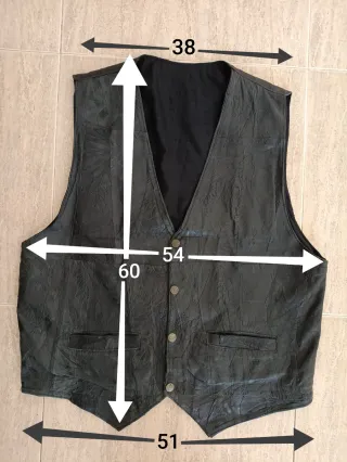 Chaleco vaquero cuero auténtico L Medidas indicada