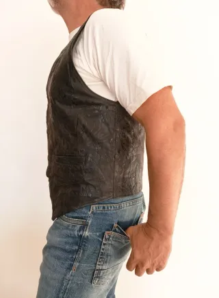 Chaleco vaquero cuero auténtico L Medidas indicada