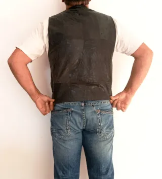 Chaleco vaquero cuero auténtico L Medidas indicada