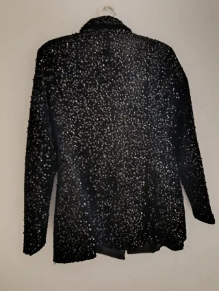 Blazer/vestido lentejuelas negro y plata