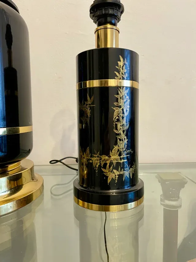 Coppia di lampade vintage in ottone laccato