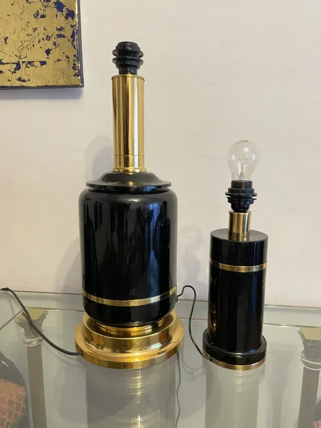 Coppia di lampade vintage in ottone laccato