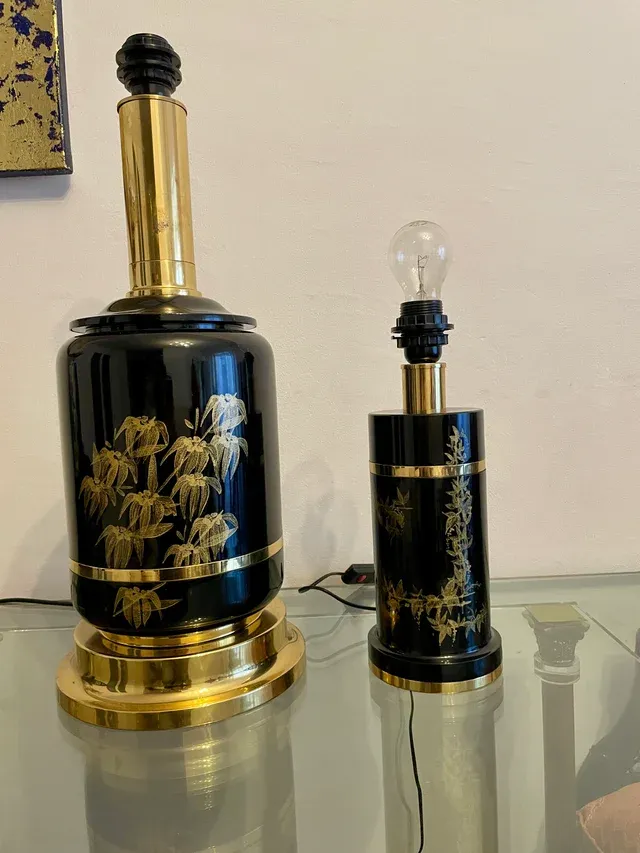 Coppia di lampade vintage in ottone laccato