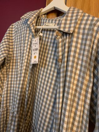 Vestido largo cuadros gris y blanco