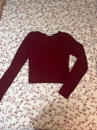 Camiseta burdeos manga larga