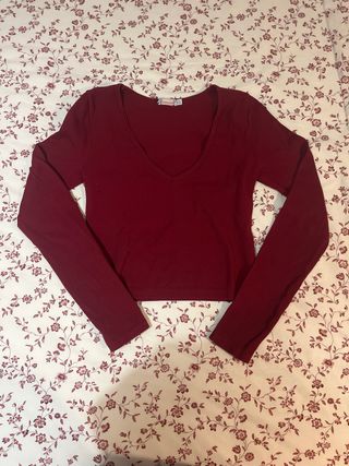 Camiseta burdeos manga larga