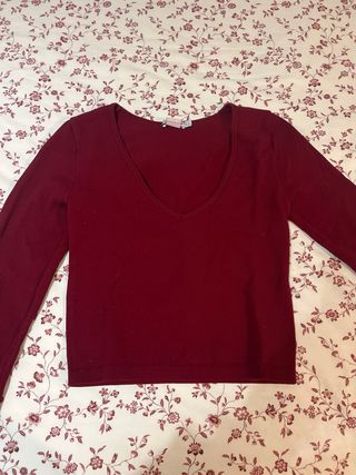 Camiseta burdeos manga larga