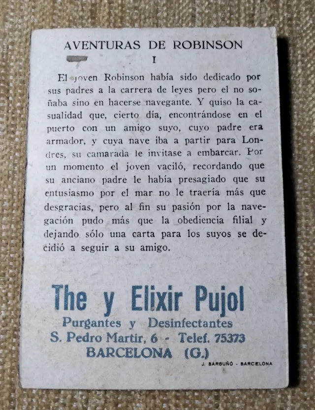 CROMOS AVENTURAS DE ROBINSON - L'ELIXIR PUJOL