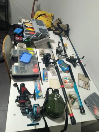 Equipo pesca tres carretes mitchell