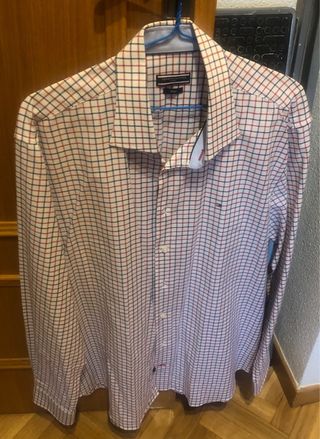 Camisa Tommy Hilfiger Fitted Blanca rayas azul roj