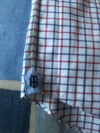 Camisa Tommy Hilfiger Fitted Blanca rayas azul roj