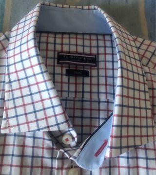 Camisa Tommy Hilfiger Fitted Blanca rayas azul roj