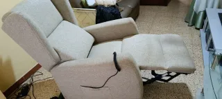 Sillón relax tela beige y gris