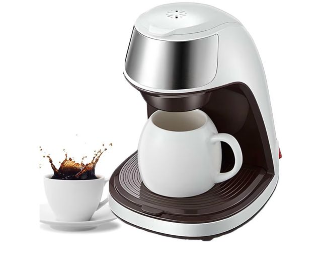 Macchina da caffè singola bianca e argentata