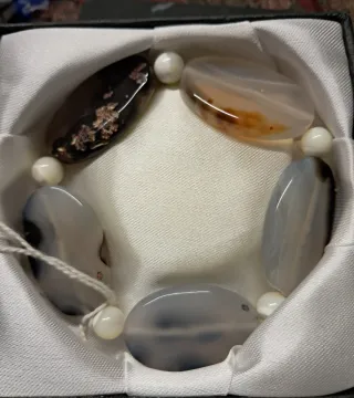 Pulsera de ágatas naturales y perlad