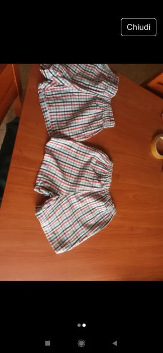 Pantaloncini cotone a quadri per gemelli