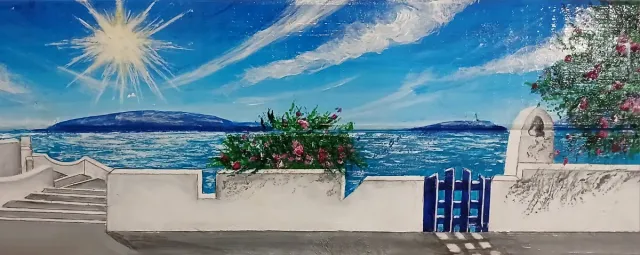 Quadro Santorini Dipinto a Mano