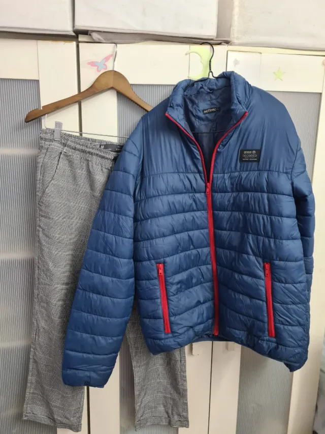 Jaqueta Azul Inextenso Tamanho L + Calça Cinza M