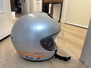 Casco Jet Moto Plata, talla S.