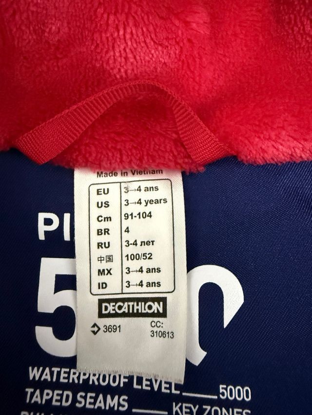 Chaqueta impermeable de nieve infantil Wedze roja